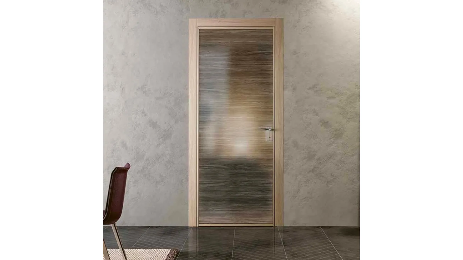 Porta per interni battente Grafite Glass Grano in vetro con telaio in alluminio di BiHome