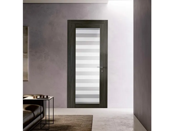 Porta per interni Grafite 301V Gris in vetro e laminato di BiHome